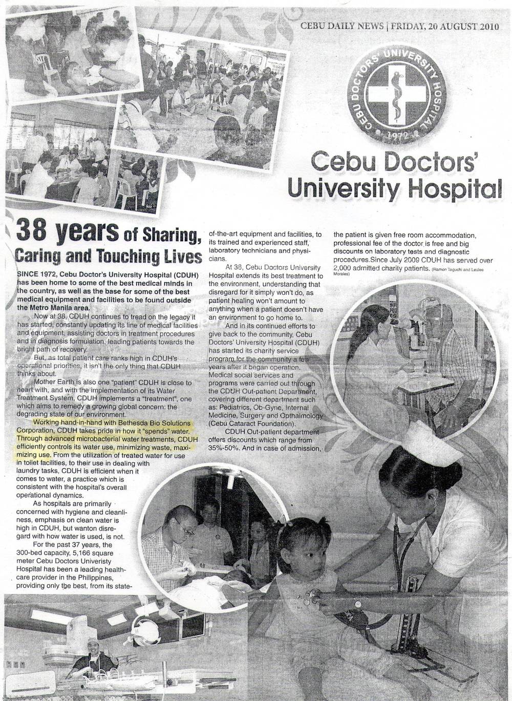 Cebu Daily News Aug 2010 CDUH Bethesda feature