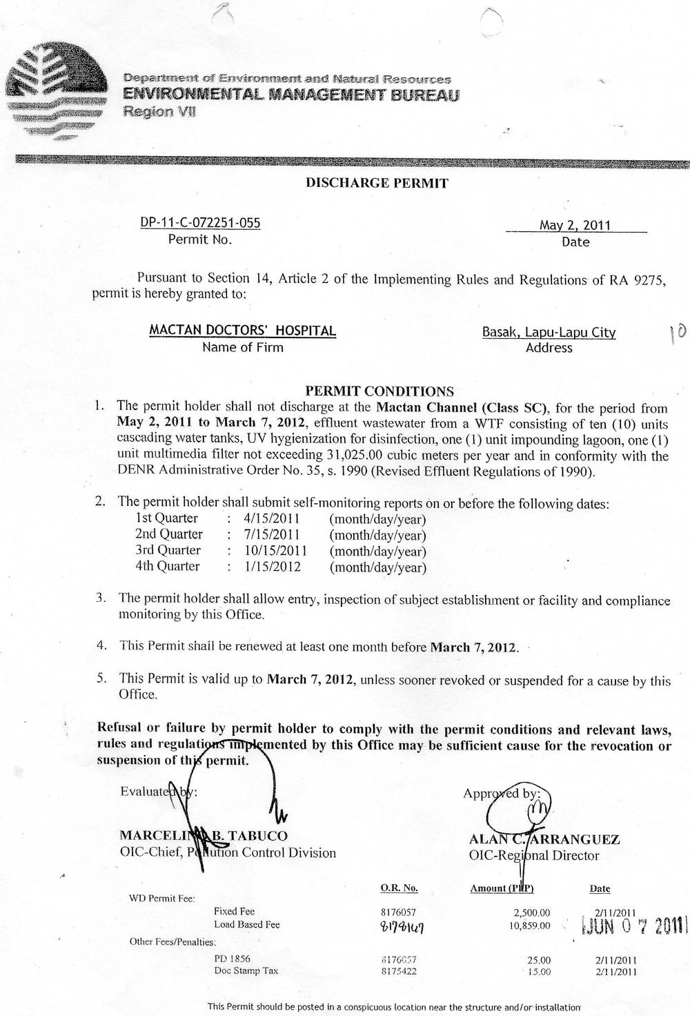 Mactan discharge permit 2011